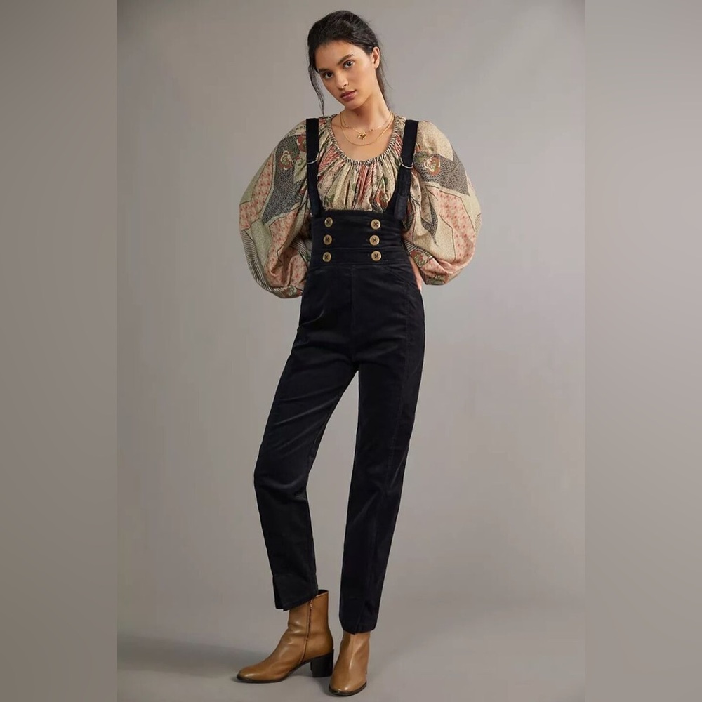 Anthropologie Buttoned Pinafore Corduroy Jumpsuit